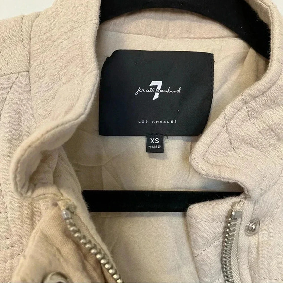 7 For All Mankind beige cotton quilted cropped  jacket - Picture 4 of 7